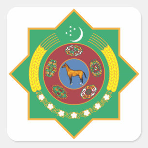 Adesivo Quadrado Brasão de Turkmenistan