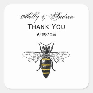 Adesivo Quadrado Brasão heráldica formal C da abelha #2 do vintage