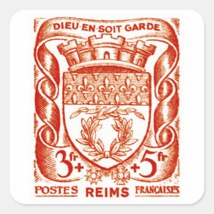 Adesivo Quadrado Brasão, Reims France