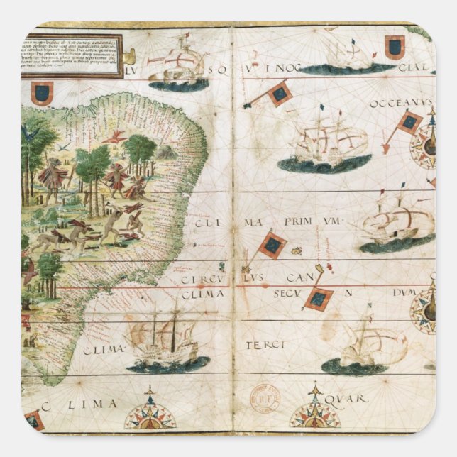 Adesivo Quadrado Brasil do 'Atlas Miller' de Pedro Reinel (Frente)