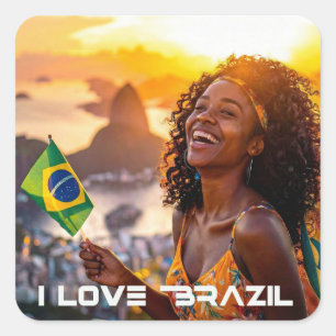 ADESIVO QUADRADO BRASIL - EU AMO BRASIL