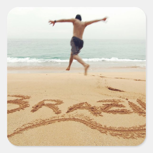 Adesivo Quadrado BRASIL. Homem do peito vestindo roupa de banho (Frente)
