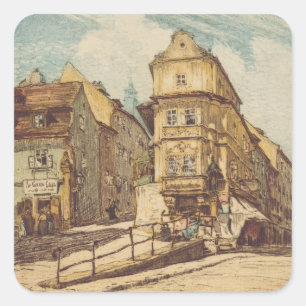 Adesivo Quadrado Bratislava por Richard Lux Século Gravura Colorida