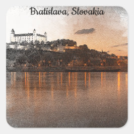 ADESIVO QUADRADO BRATISLAVA, RIO DA ESLOVÁQUIA CASTLE DANUBE