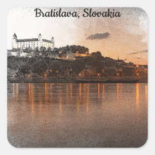 ADESIVO QUADRADO BRATISLAVA, RIO DA ESLOVÁQUIA CASTLE DANUBE