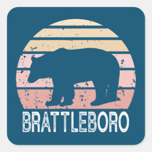 Adesivo Quadrado Brattleboro Vermont - Urso Retroativo