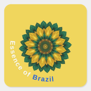 Adesivo Quadrado Brazil Banana Leaf Mandala - Essence of Brazil Key