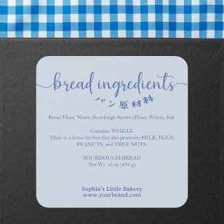 Adesivo Quadrado Bread Ingredients Blue Minimalist Bakery Product