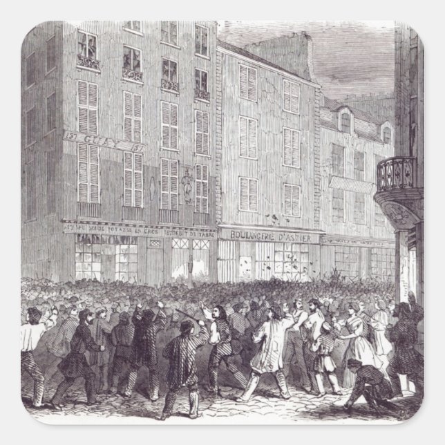 Adesivo Quadrado Bread Riot, na Rua Rue du Faubourg. Antoine (Frente)