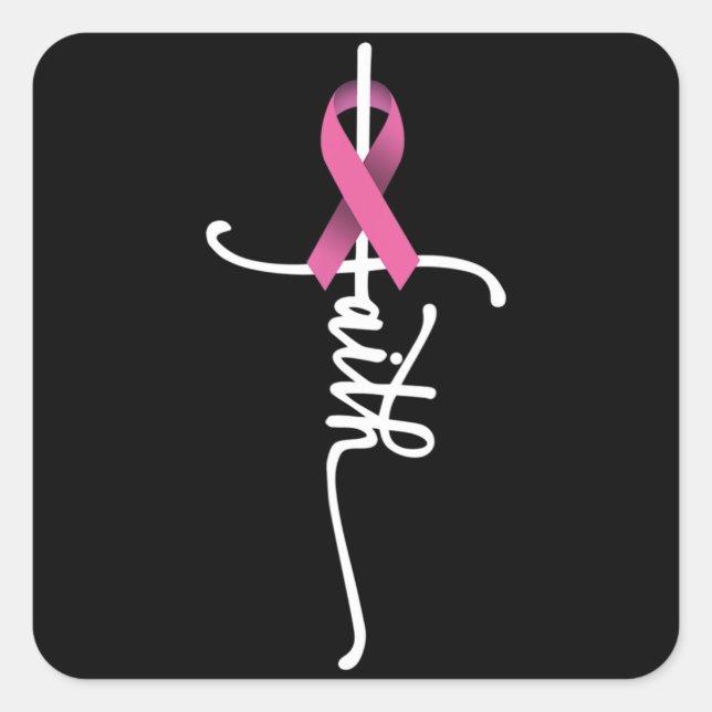 Adesivo Quadrado Breast Cancer Faith Breast Cancer Awareness Suppor (Frente)