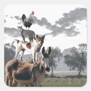 Adesivo Quadrado Bremen Músicos Diversão História Animal