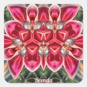 Adesivo Quadrado BRENDA ~ Sombra Verde, Prateado, Rosa