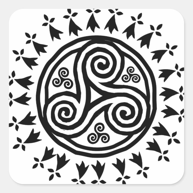 Adesivo Quadrado Breton triskel e herminas (Frente)