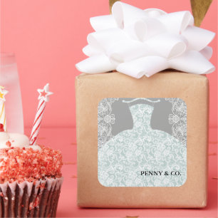 Adesivo Quadrado BRIDE CO Algo Azul Aqui Vem A Noiva Festa