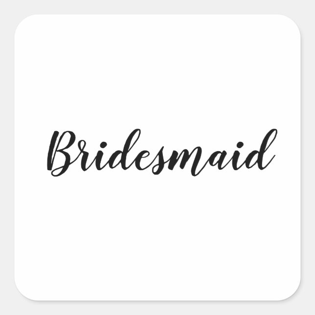 Adesivo Quadrado Bridesmaid Simples Branca Negra Moderna (Frente)