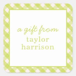 Adesivo Quadrado Bright Gingham Personalizado para Presentes