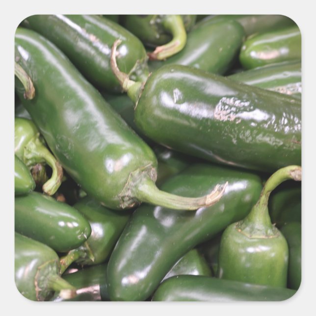 Adesivo Quadrado Bright Green Jalapeno Peppers Pile Foto (Frente)