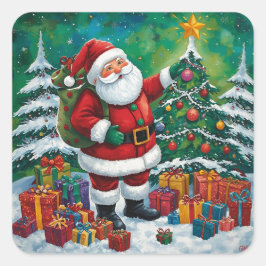 Adesivo Quadrado Bright & Merry Santa Sticker Charm