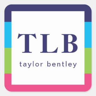 Adesivo Quadrado Bright Rugby Stripes Monogramas