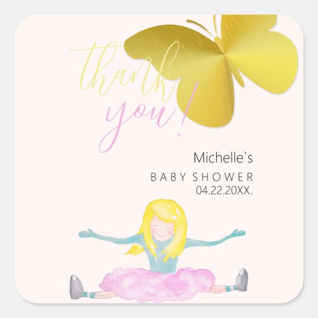 Adesivo Quadrado Brilhando Como Uma Ilustração De Aquarela De Menin (Frente)