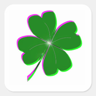 Adesivo Quadrado Brilhante Quatro Folhas