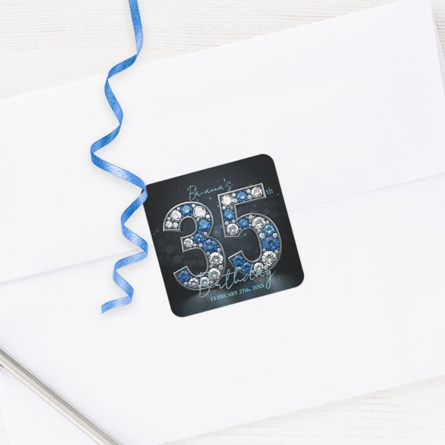 Adesivo Quadrado Brilhantes Safiras e Diamantes para os 35 Anos de  (Criador carregado)