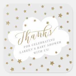 Adesivo Quadrado Brilhe brilhe estrelinha obrigado baby shower