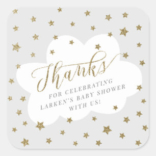 Adesivo Quadrado Brilhe brilhe estrelinha obrigado baby shower