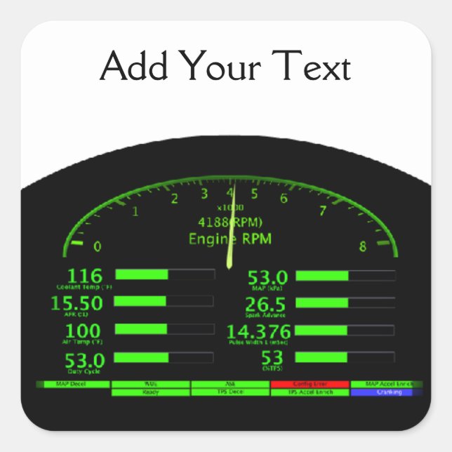 Adesivo Quadrado Brilho do painel com quadro preto (Frente)