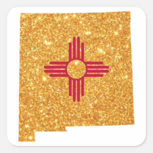 Adesivo Quadrado Brilho Dourado New mexico