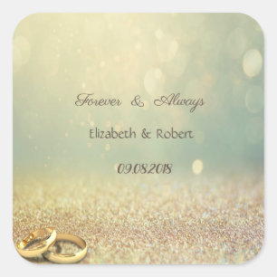 Adesivo Quadrado Brilho Elegante Bokeh, Alianças Casamento
