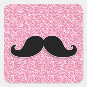 ADESIVO QUADRADO BRILHO PRETO FEMININO DO ROSA DO BIGODE IMPRESSO