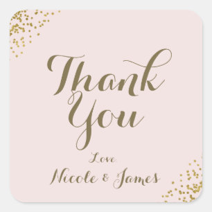 Adesivo Quadrado Brilho Rosa Dourado Confetes nos Cantos Favor de A