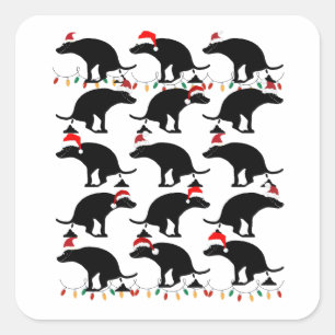Adesivo Quadrado Brincadeira de Natal Cachorros Pooping