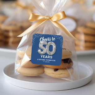 Adesivo Quadrado Brinde aos 50 Anos de Aniversário Adulto