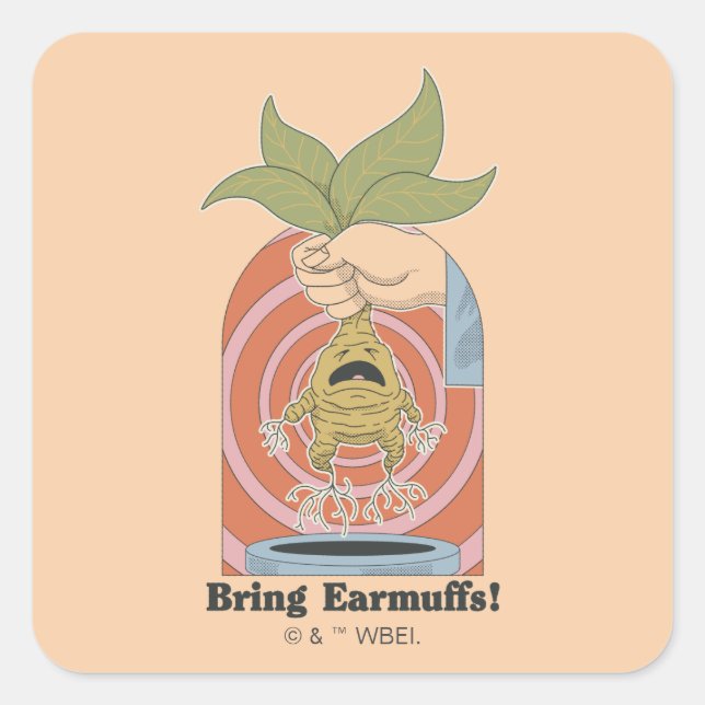 Adesivo Quadrado "Bring Earmuffs!" Screaming Mandrake Graphic (Frente)
