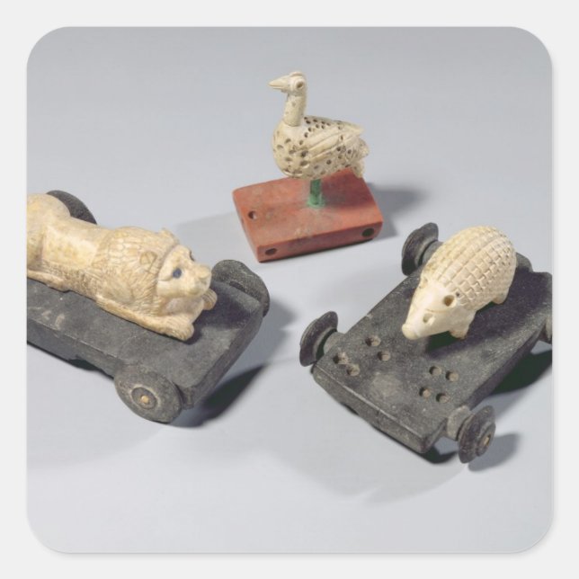 Adesivo Quadrado Brinquedos para crianças: ouriço, leão e pomba, Su (Frente)