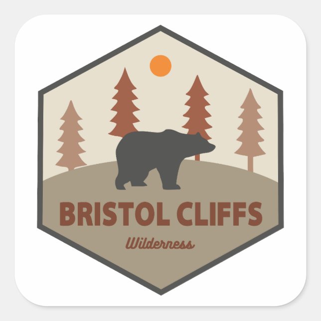Adesivo Quadrado Bristol Cliff Wilderness Bear (Frente)