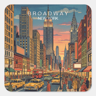 Adesivo Quadrado Broadway Nova York Viagem Arte Vintage