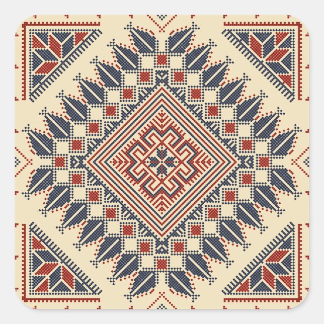 Adesivo Quadrado Broderie palestinienne traditionnelle (Frente)