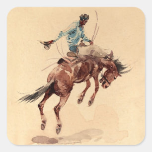 Adesivo Quadrado Bronc Rider 2 por Edward Borein