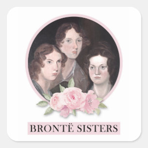 Adesivo Quadrado Bronte Sisters Retrato com Rosas Rosa