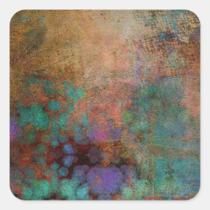 Adesivo Quadrado Bronze, cerceta, abstrato do roxo