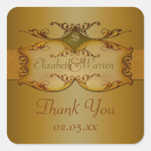 Bronze Scrolls Favor de Casamento Obrigado Sticker
