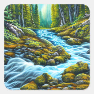 Adesivo Quadrado Brook de borbulhamento de natureza mágica