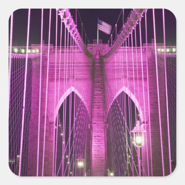 Adesivo Quadrado Brooklyn Bridge Lit Purple (Frente)