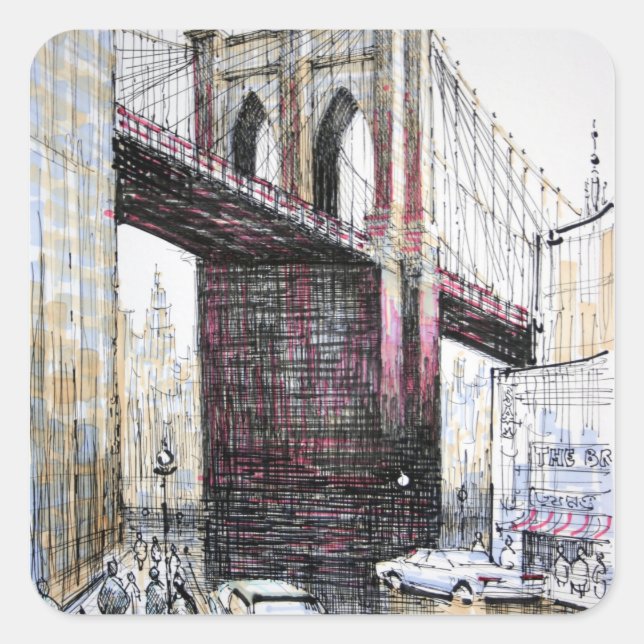 Adesivo Quadrado Brooklyn Bridge, USA Stickers (Frente)
