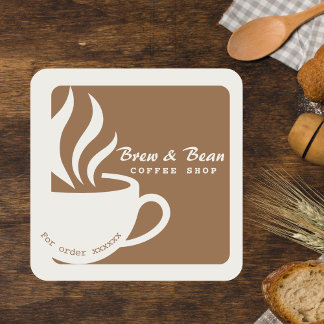 Adesivo Quadrado Brown Custom coffee shop logo square sticker