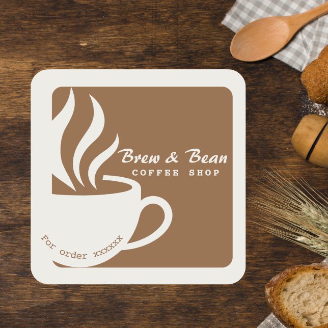 Adesivo Quadrado Brown Custom coffee shop logo square sticker (Criador carregado)