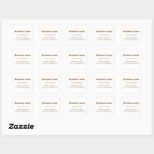 Adesivo Quadrado Brown Plain Texts Endereço Comercial em Branco